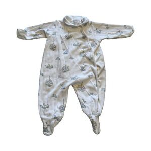 Vintage 80s Carter's White Cotton Footie Pajamas Sleeper‎ Snap 3-6m